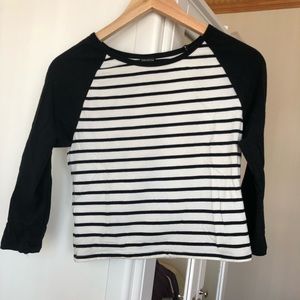 Cropped Baseball Stripe Styled Tee